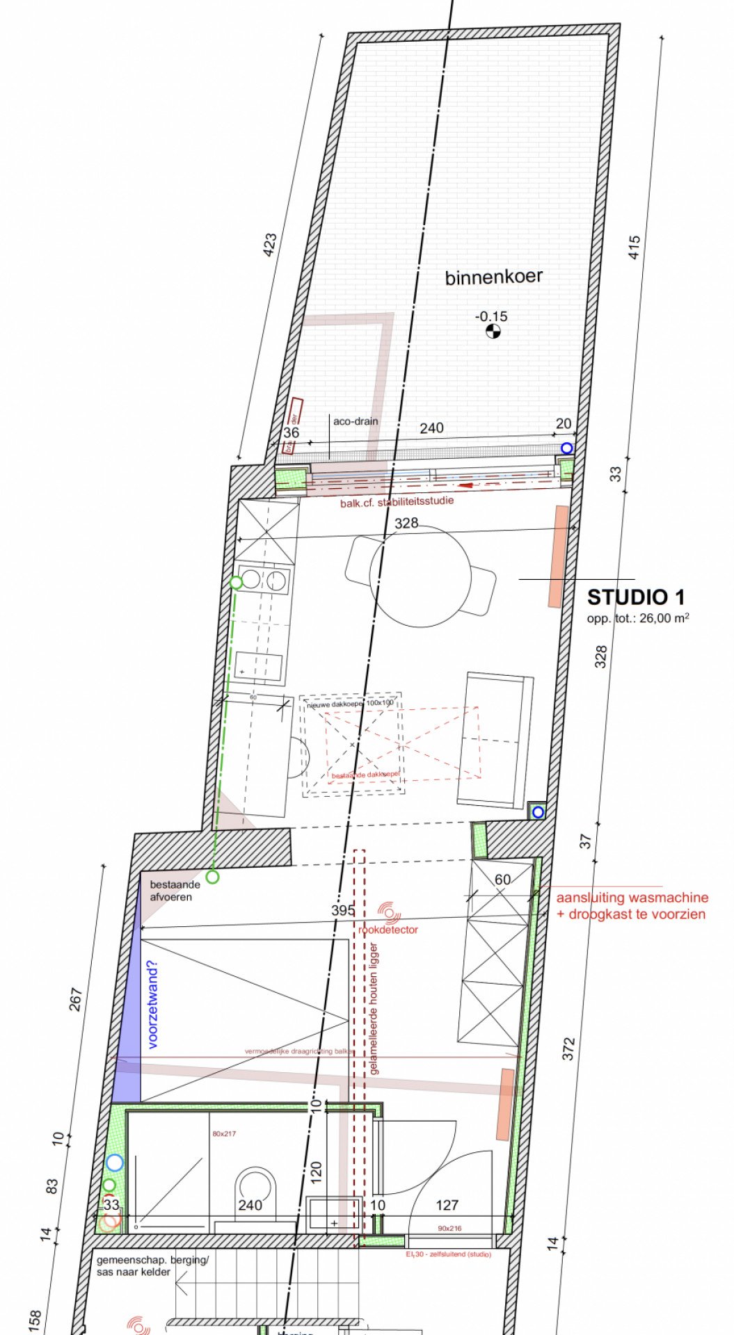 Kot Leuven Studio van 26 m2 aan de Schrijnmakersstraat voor € 970 per
